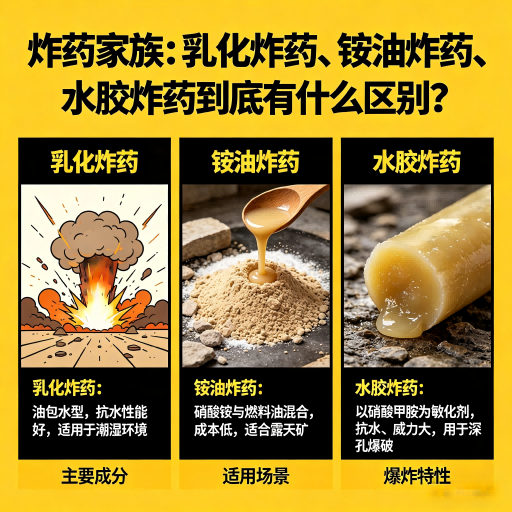 茅箭炸药家族：乳化炸药、铵油炸药、水胶炸药到底有什么区别？